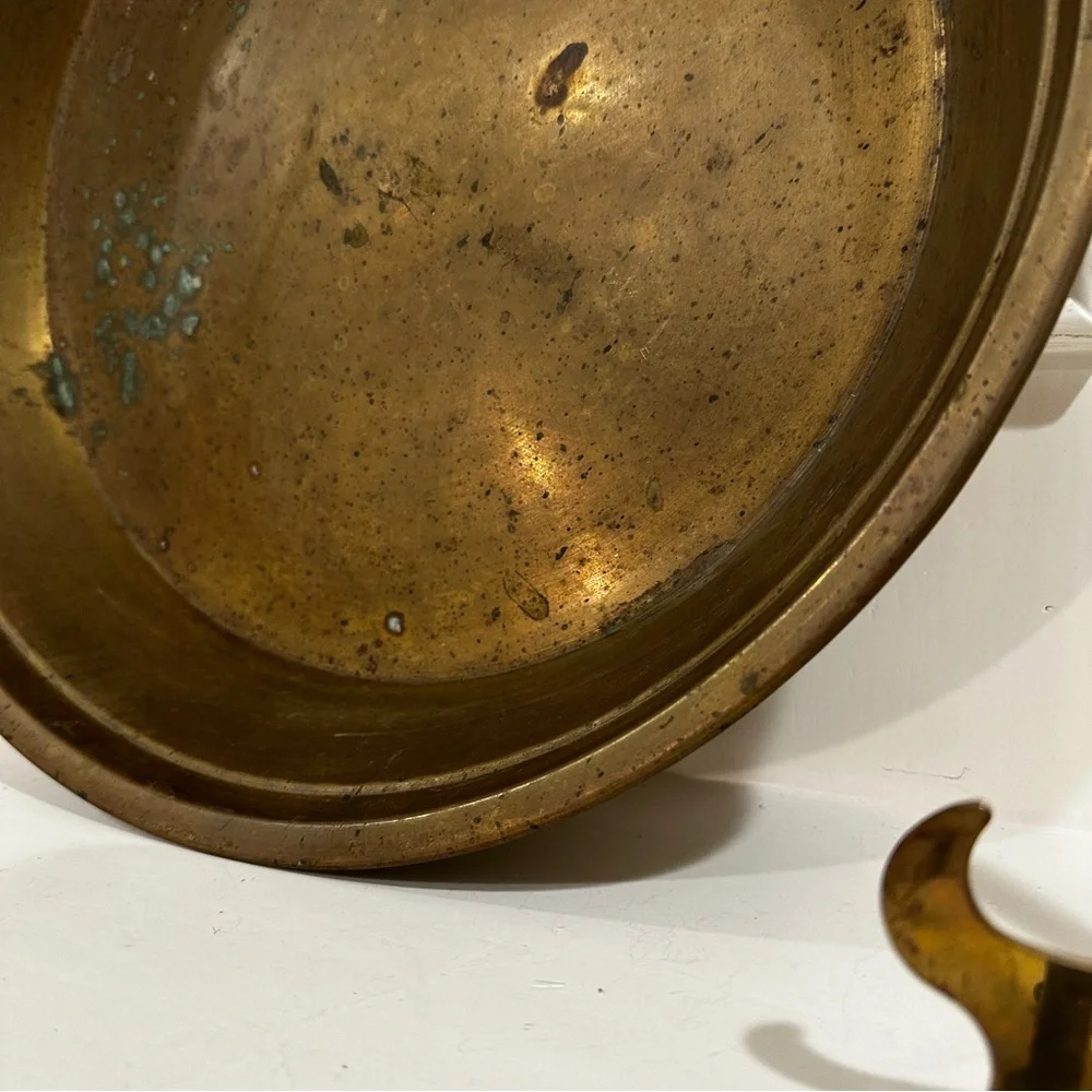 Vintage Sarna Brass Large Solid Brass Basin Bowl India Heavy Gauge Decor
